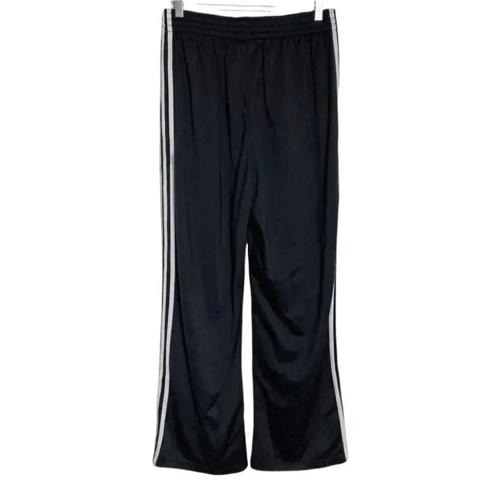 Adidas Track Pants Large Black White 3-Stripe Elastic Waist AD4001 Mens